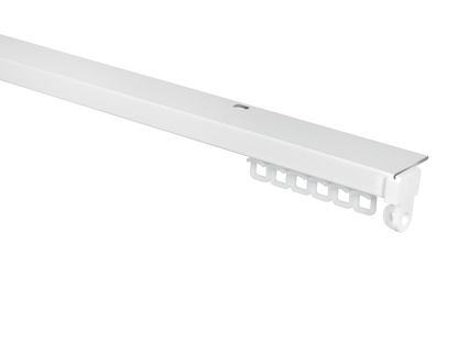 L-Section Discreet Fit curtain track fixed directly to the ceiling behind a pelmet