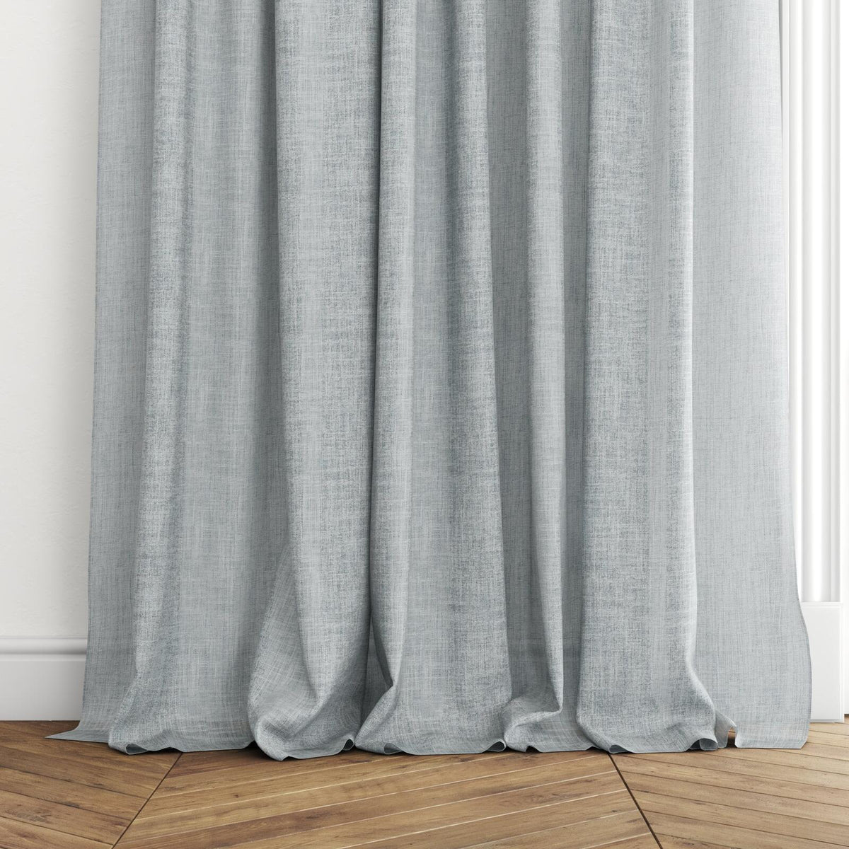 Sekers Lennox Sky fire retardant curtain fabric, view 3