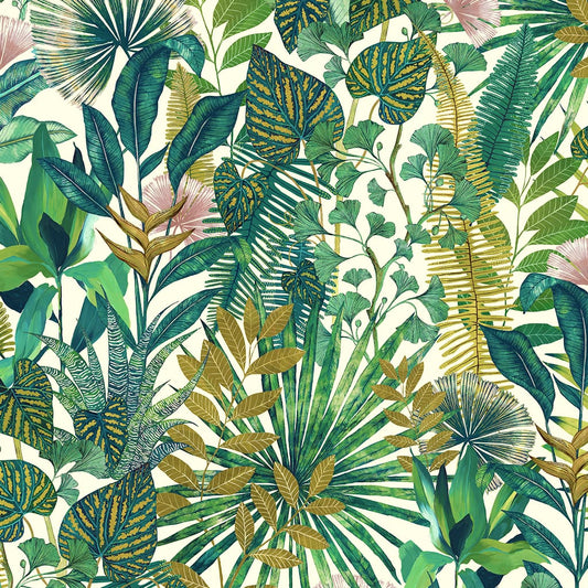 Panaz Floreana B19 Bleached Coral Fig Leaf Succulent Fire Retardant Curtains