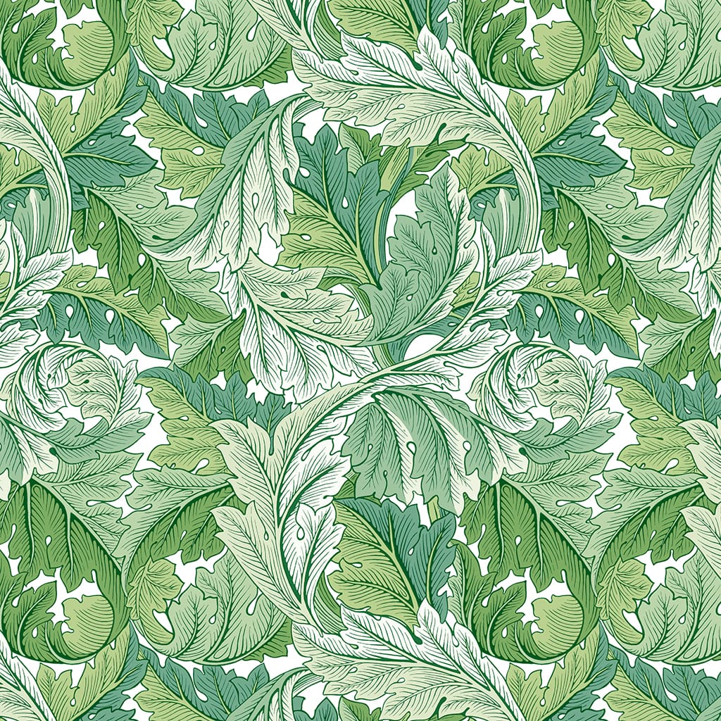 Panaz Acanthus B08 Leaf Green Fire Retardant Curtains