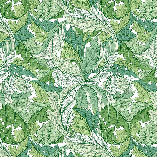 Panaz Acanthus B08 Leaf Green Fire Retardant Curtains