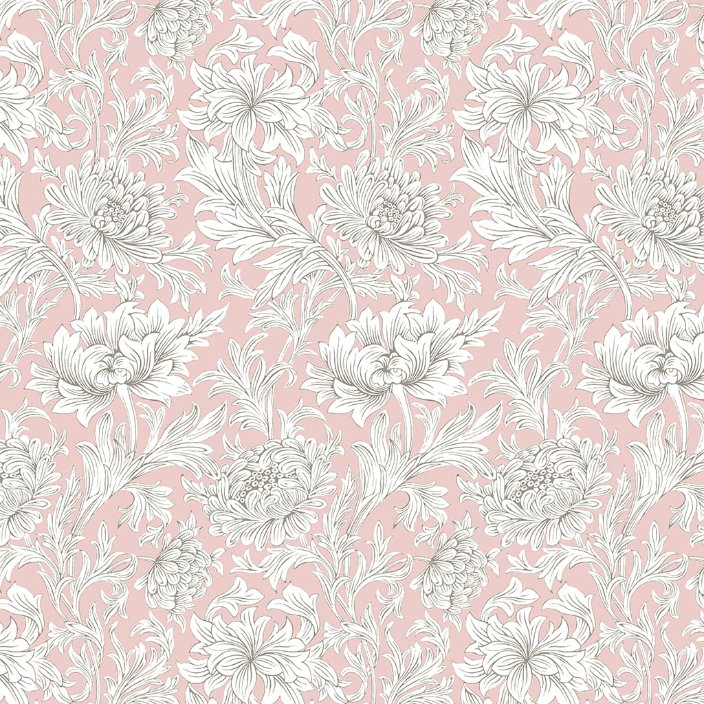 Panaz Chrysanthemum Toile F02 Cochineal Pink Fire Retardant Curtains