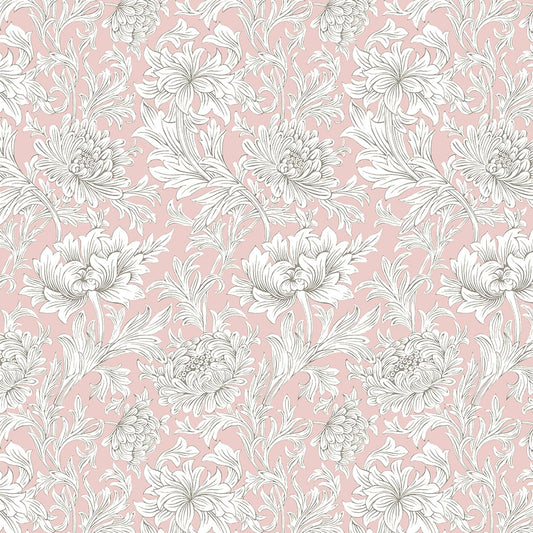 Panaz Chrysanthemum Toile F02 Cochineal Pink Fire Retardant Curtains