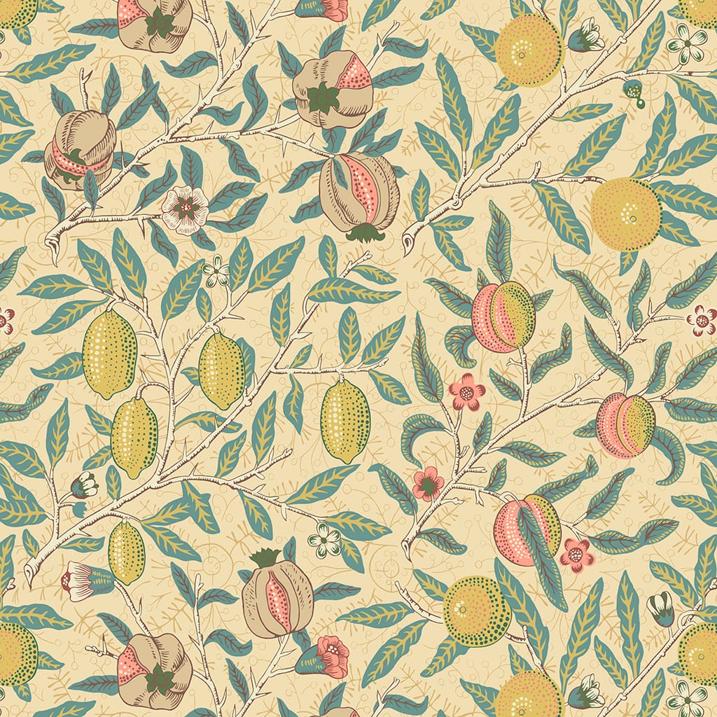 Panaz Fruit H02 Cream Teal Fire Retardant Curtains