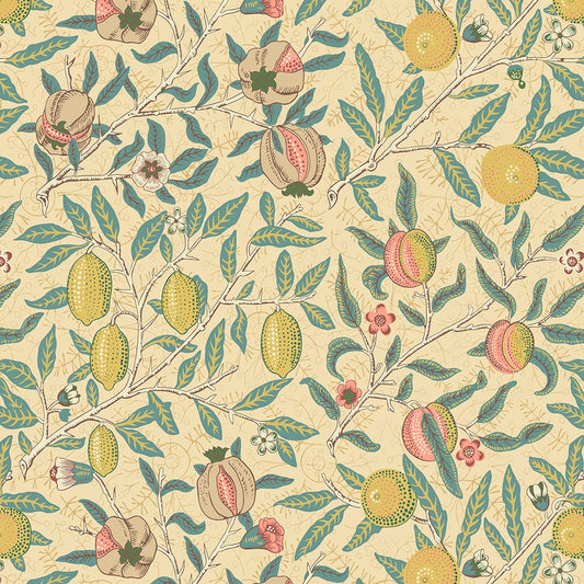 Panaz Fruit H02 Cream Teal Fire Retardant Curtains