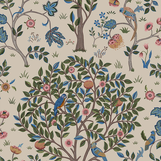 Panaz Kelmscott Tree A07 Woad Wine Fire Retardant Curtains