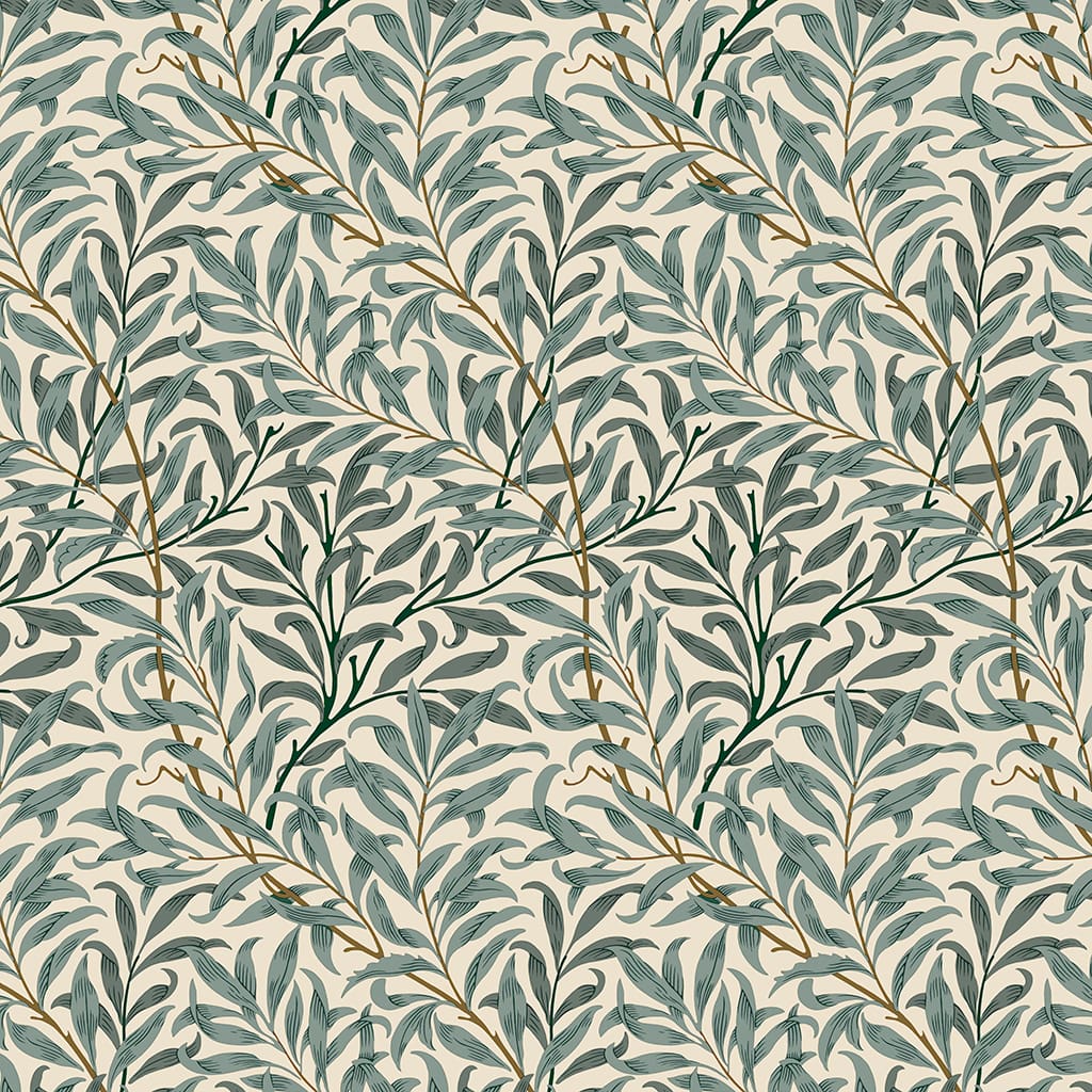 Panaz Willow Boughs H07 Cream Green Fire Retardant Curtains