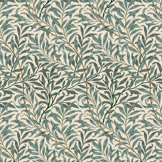 Panaz Willow Boughs H07 Cream Green Fire Retardant Curtains