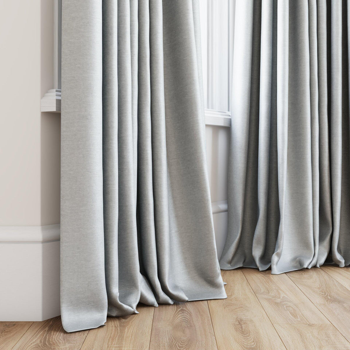 Sekers Riviera Platinum fire retardant curtain fabric, view 3