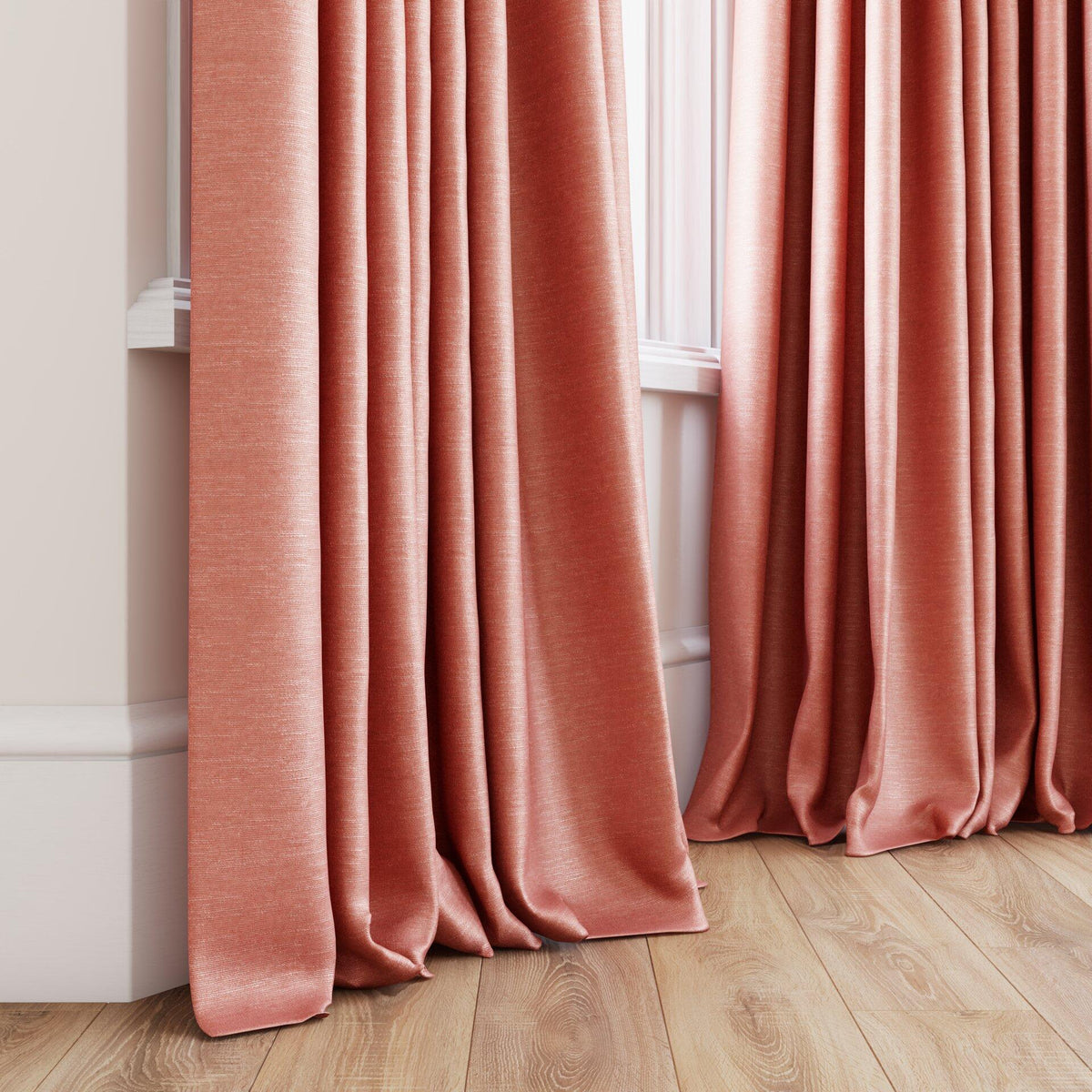 Sekers Riviera Salmon fire retardant curtain fabric, view 3