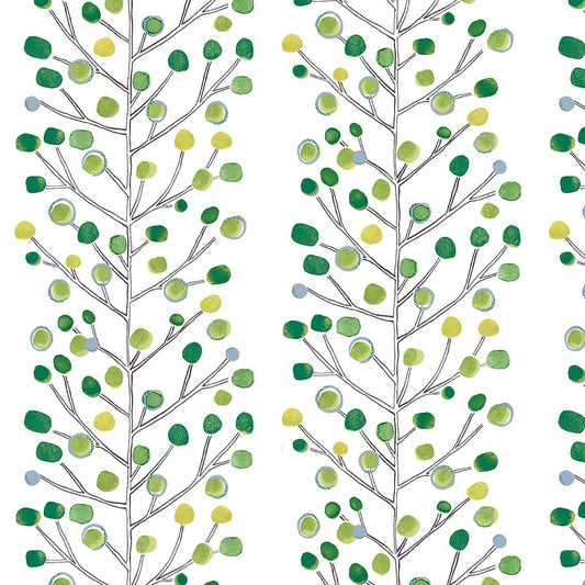 Panaz Berry Tree B26 Emerald Lime Chalk Fire Retardant Curtains