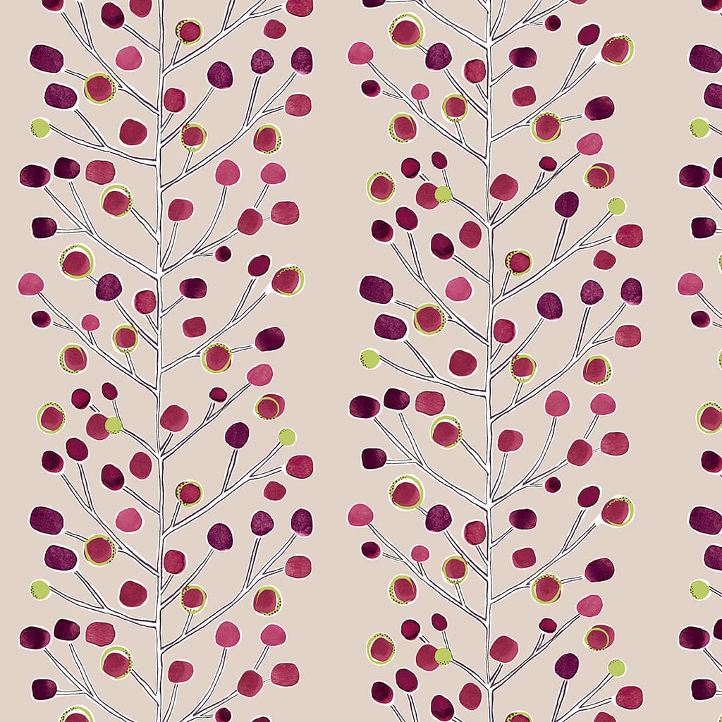 Panaz Berry Tree F19 Mink Plum Berry Lime Fire Retardant Curtains