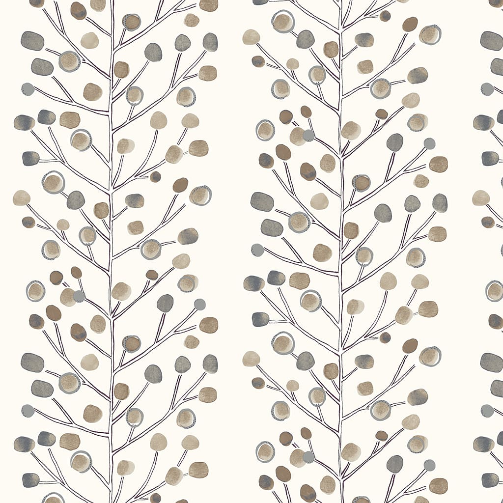Panaz Berry Tree H16 Cream Stone Hessian Fire Retardant Curtains