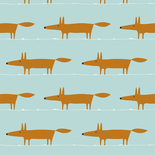 Panaz Mr Fox A38 Sky Tangerine Chalk Fire Retardant Curtains