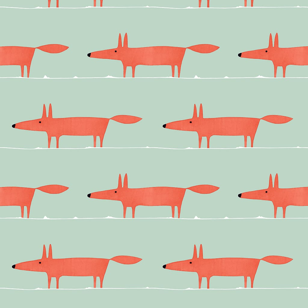 Panaz Mr Fox B31 Sage Poppy Fire Retardant Curtains