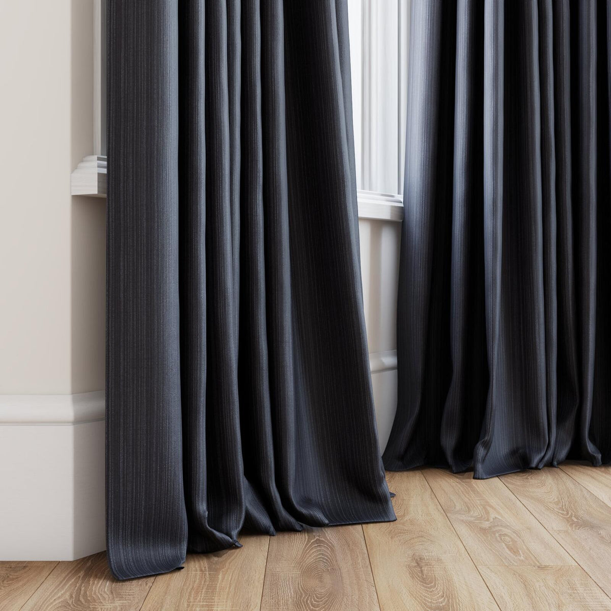 Sekers Acrux Midnight fire retardant curtain fabric, view 4