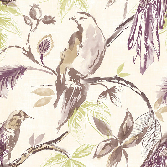 Bancroft Birdsong Grape Fire Retardant Curtains