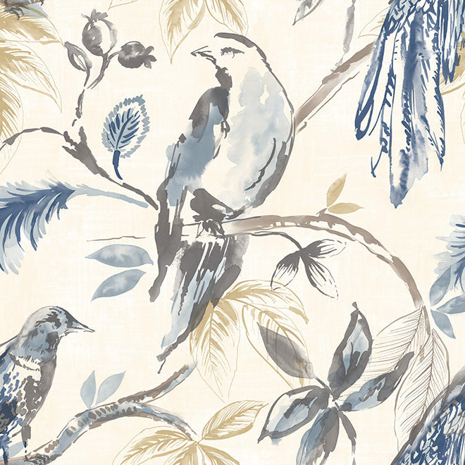 Bancroft Small Birdsong Petrol Fire Retardant Curtains