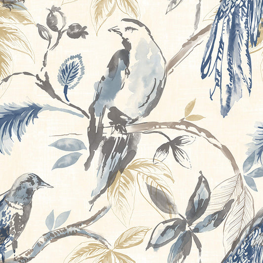 Bancroft Small Birdsong Petrol Fire Retardant Curtains