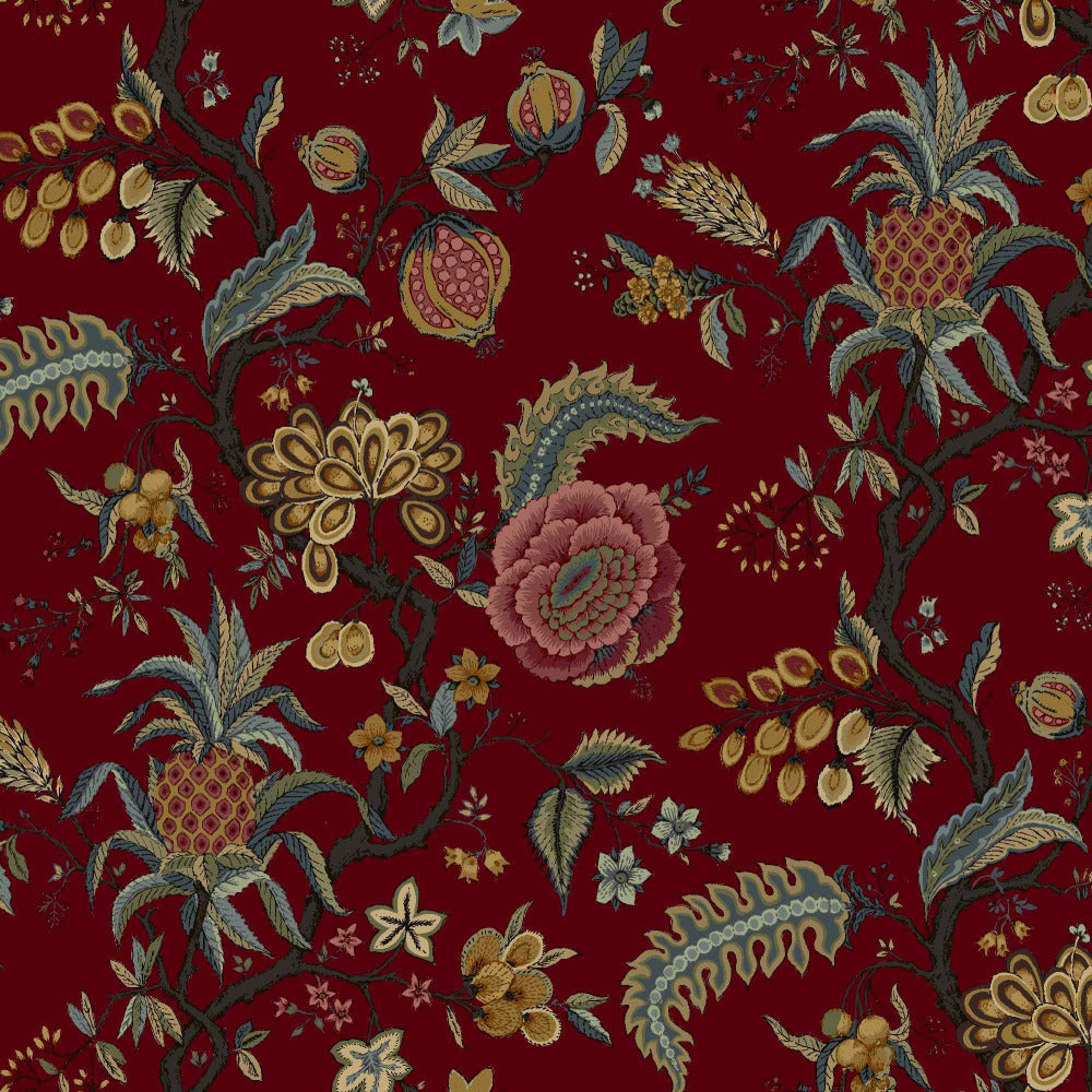 Mallion & Knowles Pompadour Lacquer Red Fire Retardant Curtains