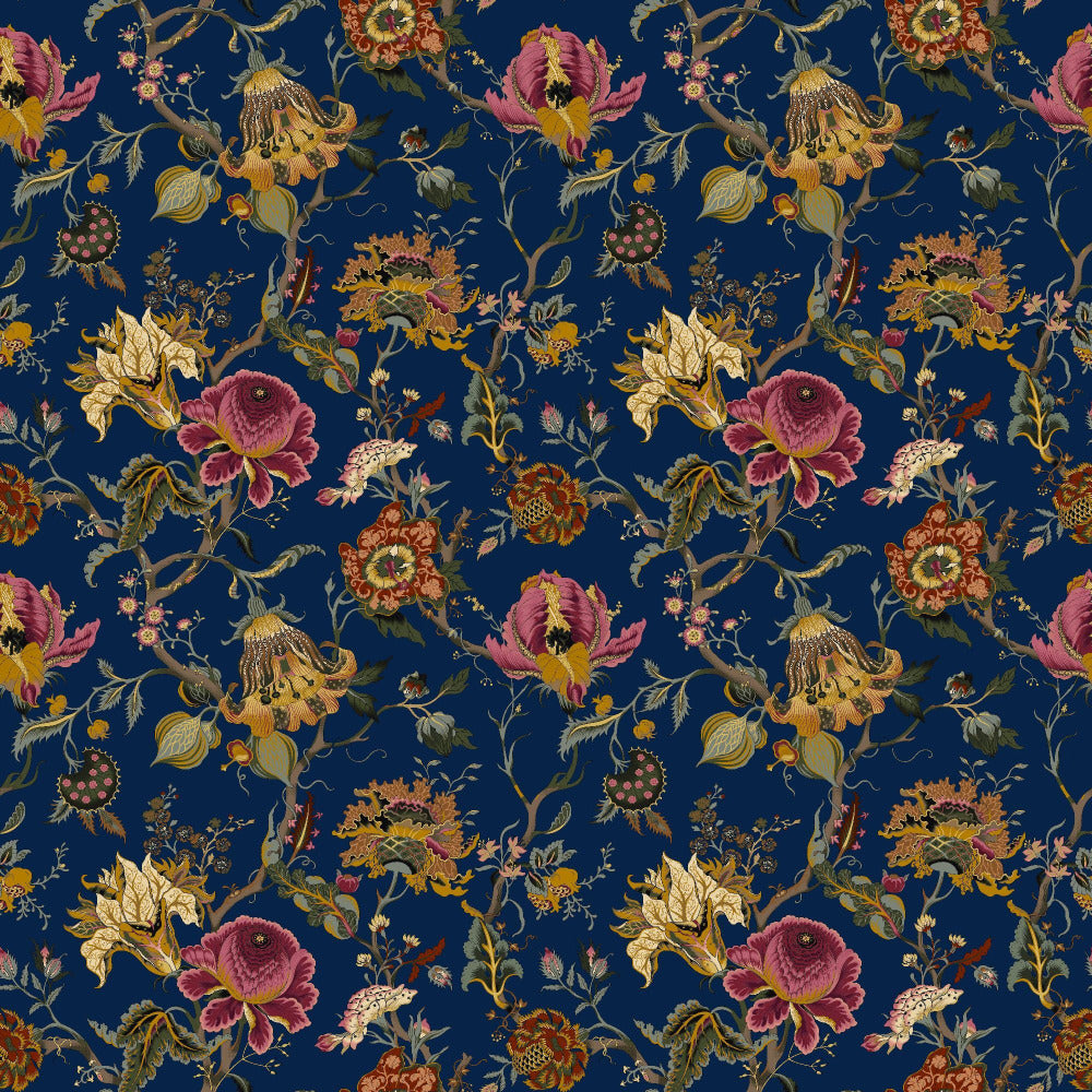Mallion & Knowles Athena Navy Fire Retardant Curtains