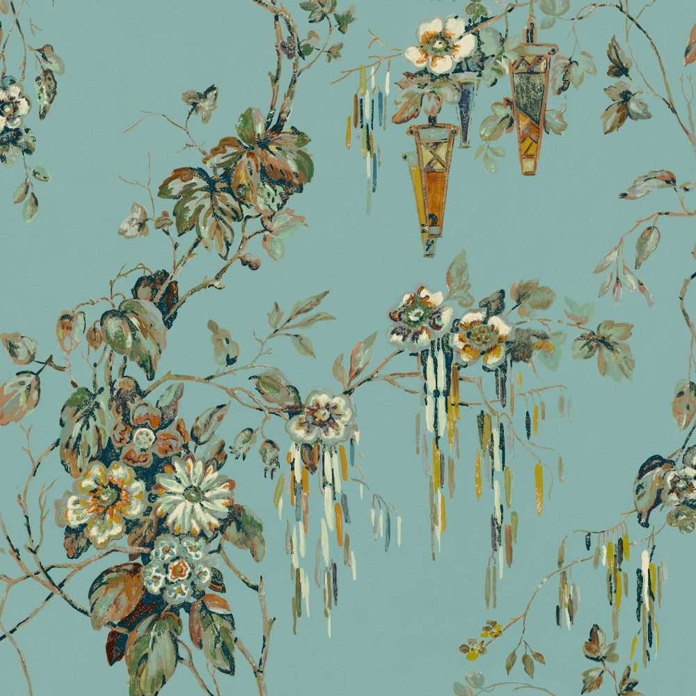 Mallion & Knowles Tiffany Teal Fire Retardant Curtains texture detail
