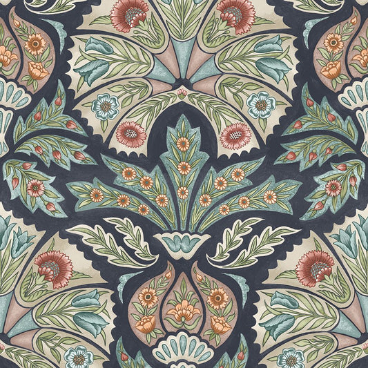 ILIV Arabesque Dark Navy Fire Retardant Curtains