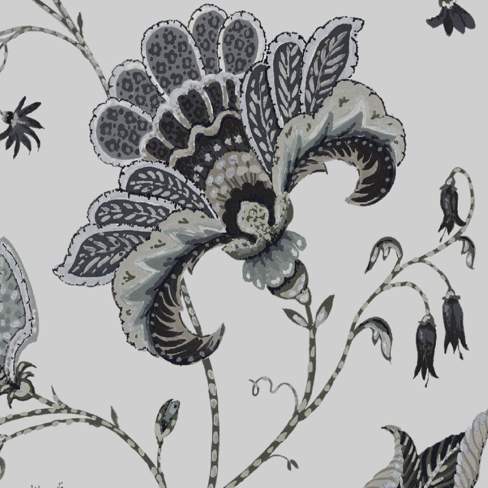 Mallion & Knowles Varanasi Silver Fire Retardant Curtains texture detail