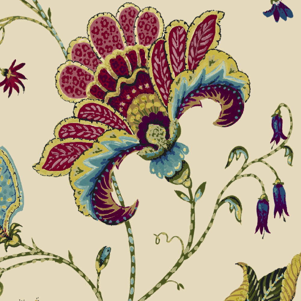 Mallion & Knowles Varanasi Chintz Fire Retardant Curtains texture detail