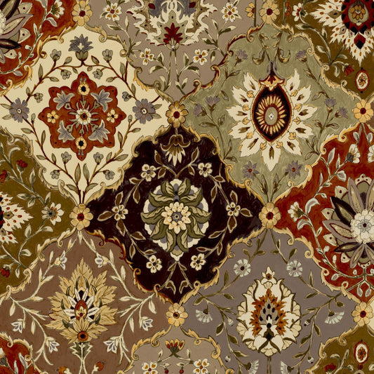 Mallion & Knowles Kashmir Orange/Honey Fire Retardant Curtains texture detail