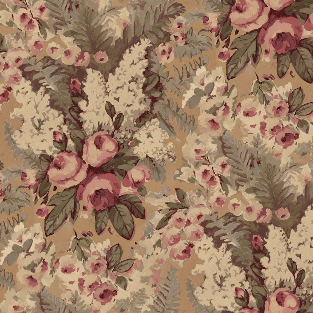 Mallion & Knowles Rose Bower Antique Fire Retardant Curtains texture detail