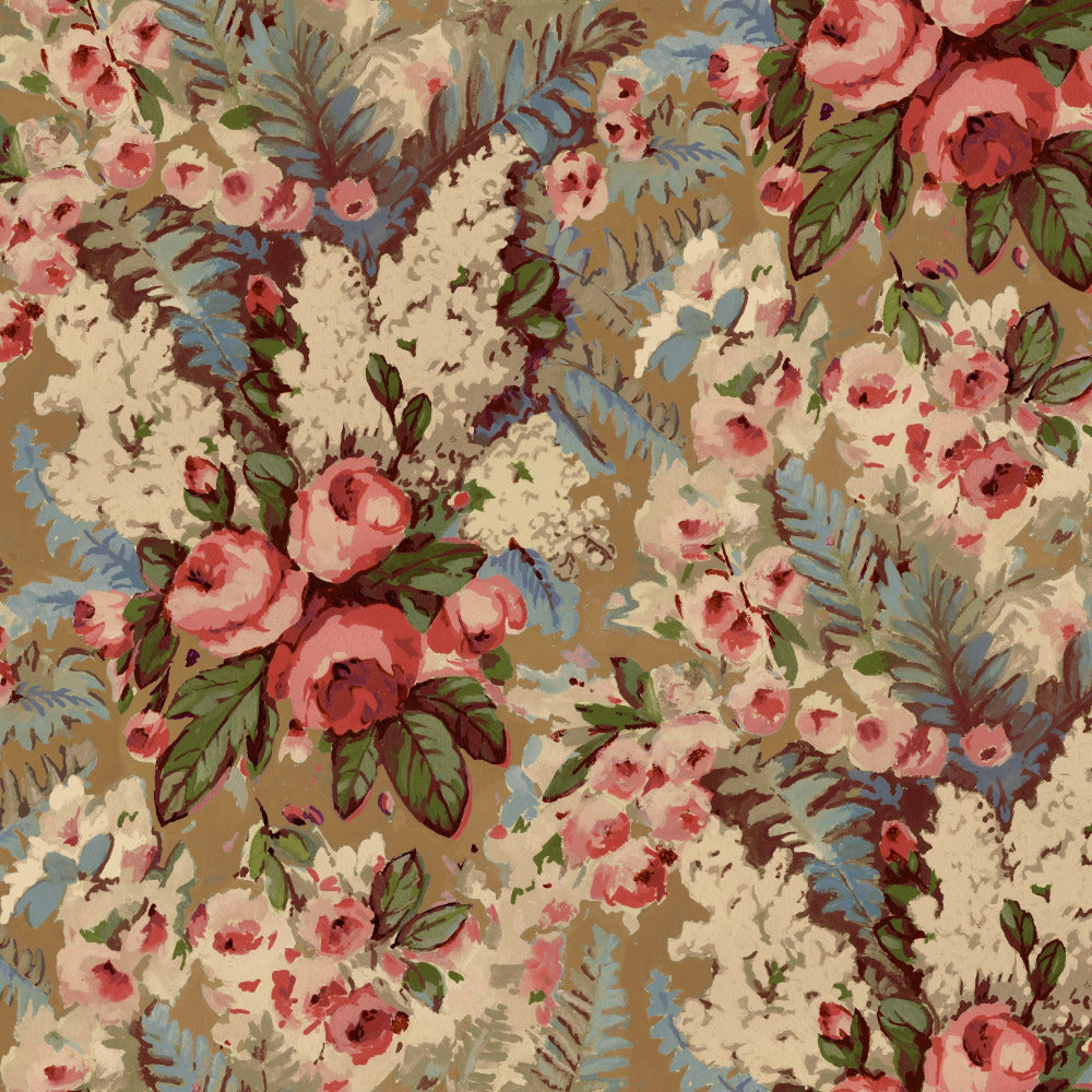 Mallion & Knowles Rose Bower Chintz Fire Retardant Curtains texture detail