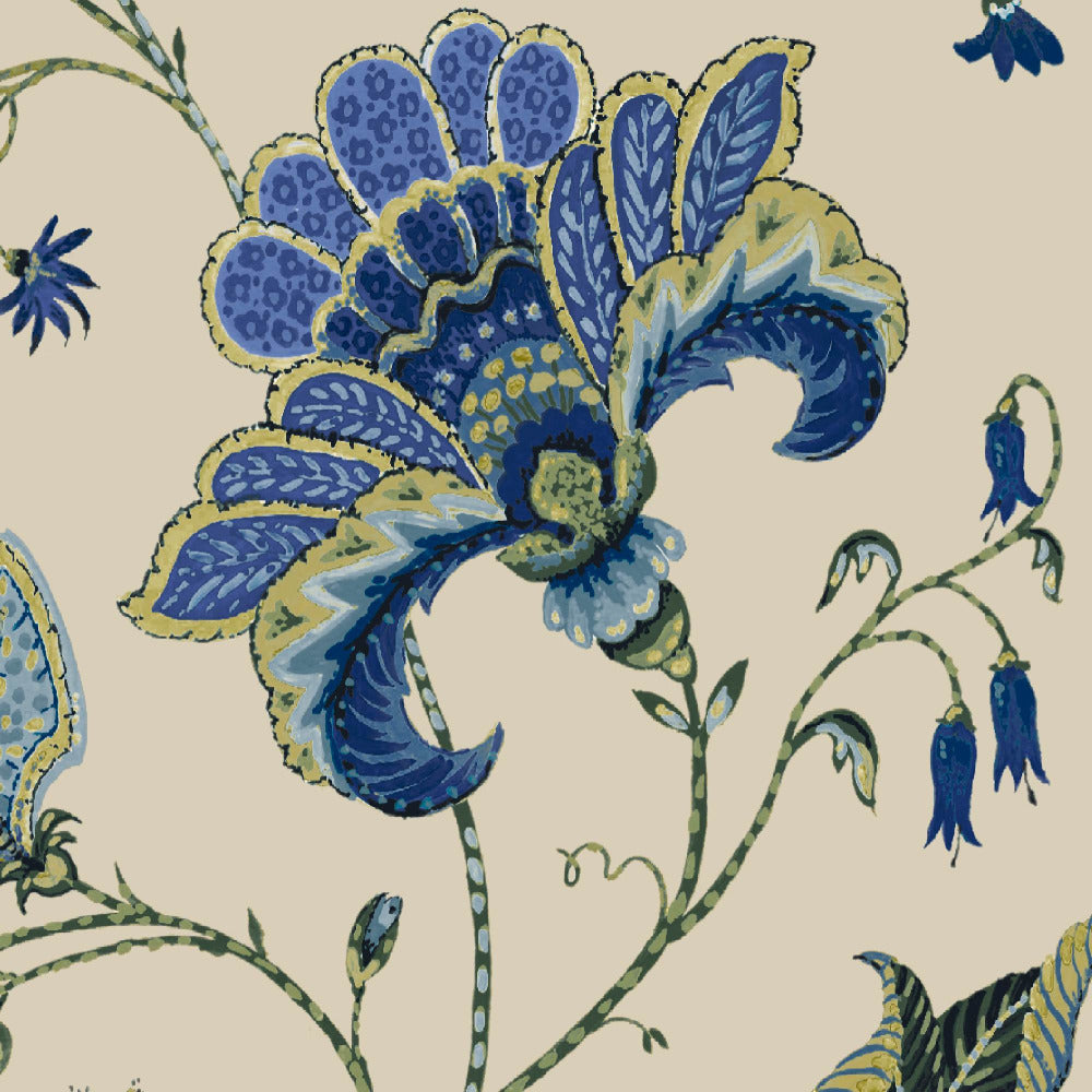 Mallion & Knowles Varanasi Azure Fire Retardant Curtains texture detail