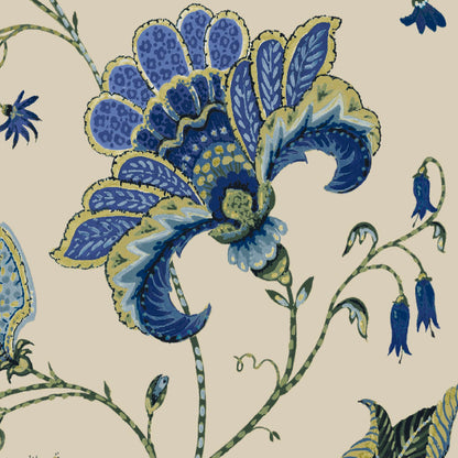 Mallion & Knowles Varanasi Azure Fire Retardant Curtains texture detail