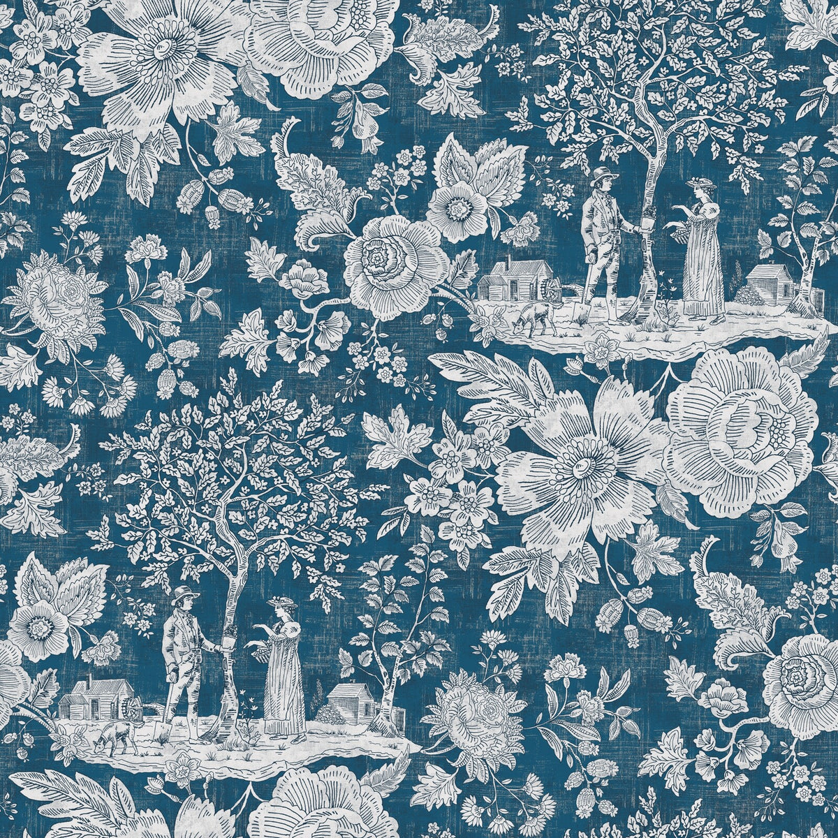 Edmund Bell Bukhara Indigo Fire Retardant Curtain Fabric