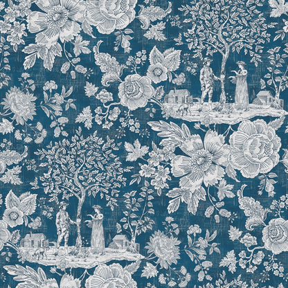 Edmund Bell Bukhara Indigo Fire Retardant Curtain Fabric