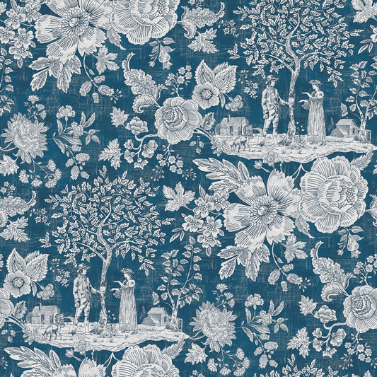 Edmund Bell Bukhara Indigo Fire Retardant Curtain Fabric