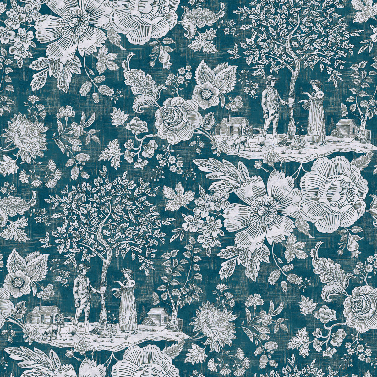 Edmund Bell Bukhara Teal Fire Retardant Curtain Fabric
