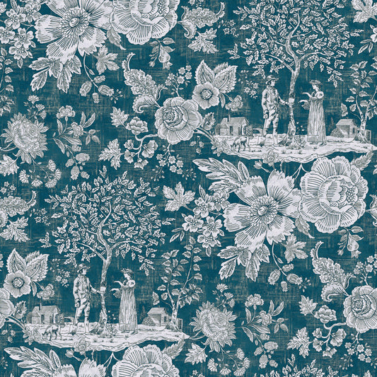 Edmund Bell Bukhara Teal Fire Retardant Curtain Fabric