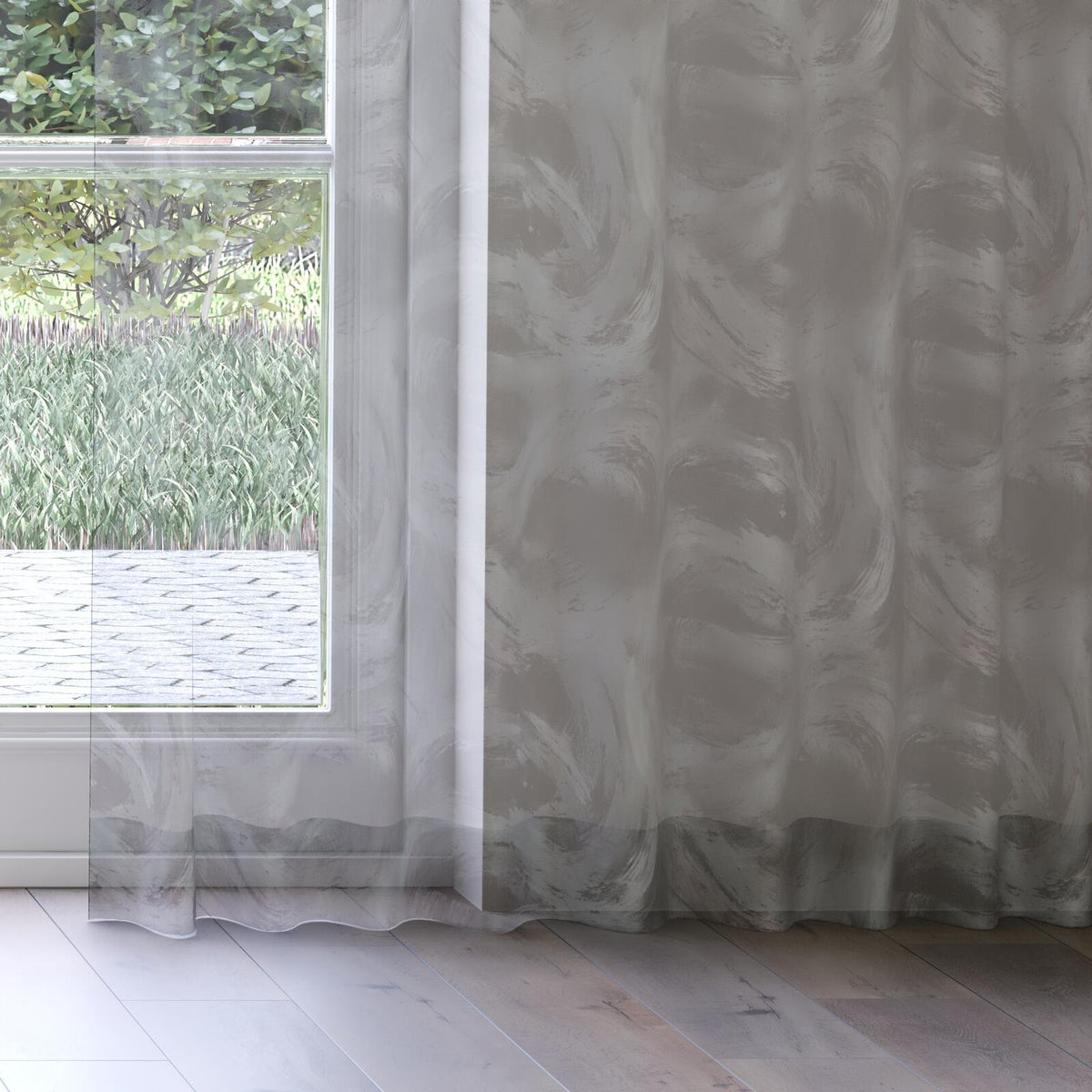 Sekers Nevis Quartz fire retardant curtain fabric, view 3