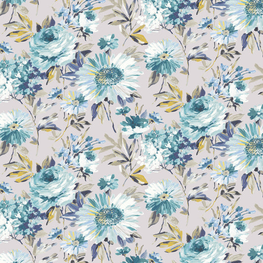 Edinburgh Weavers Capri Teal Fire Retardant Curtains
