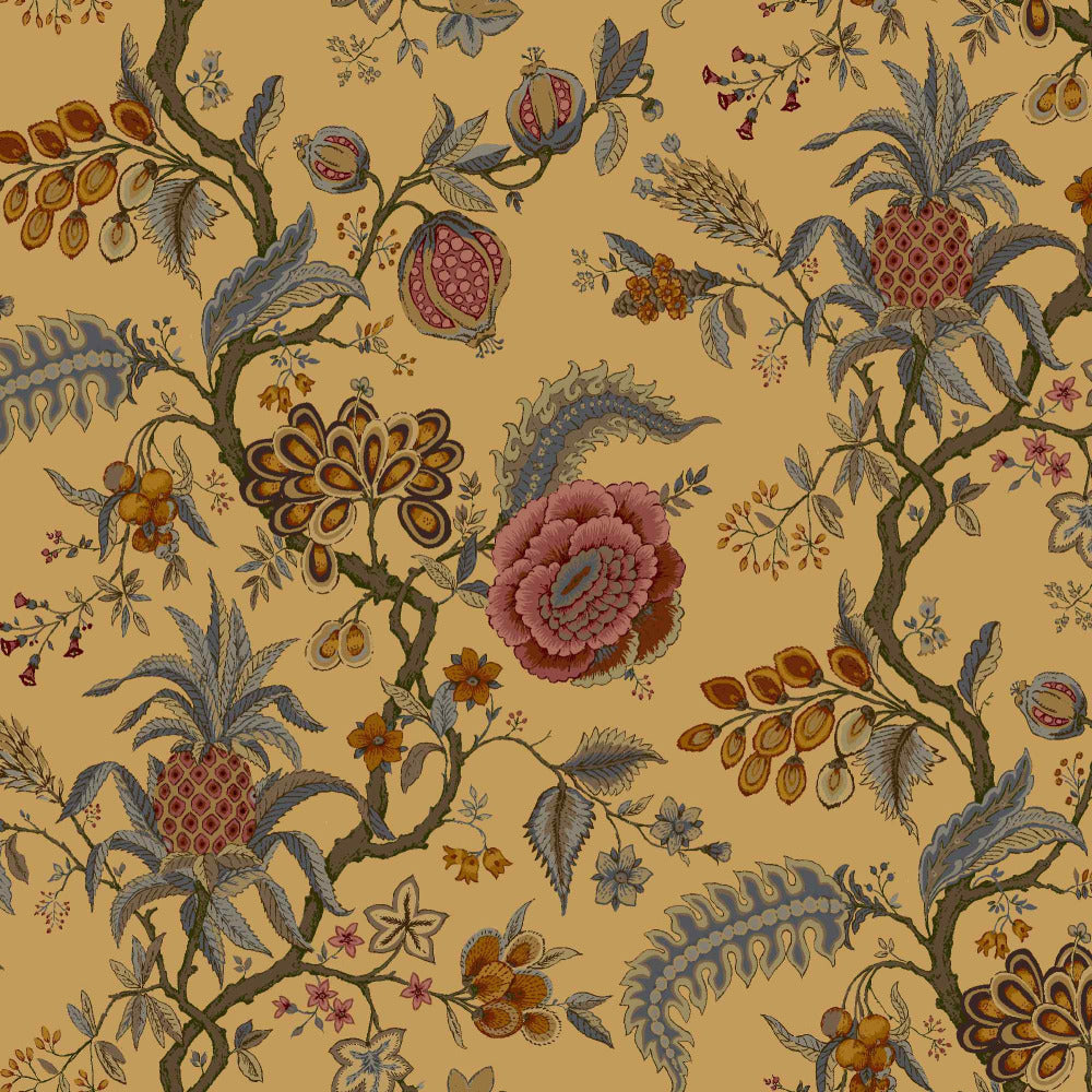 Mallion & Knowles Pompadour Gold Fire Retardant Curtains