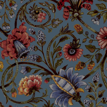 Mallion & Knowles Baroda Crimson/Slate Fire Retardant Curtains texture detail