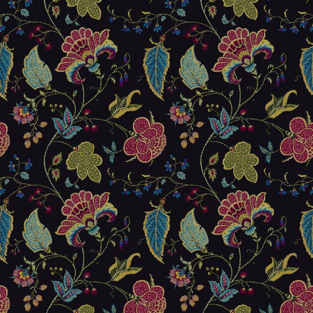 Mallion & Knowles Varanasi Jet Chintz Fire Retardant Curtains