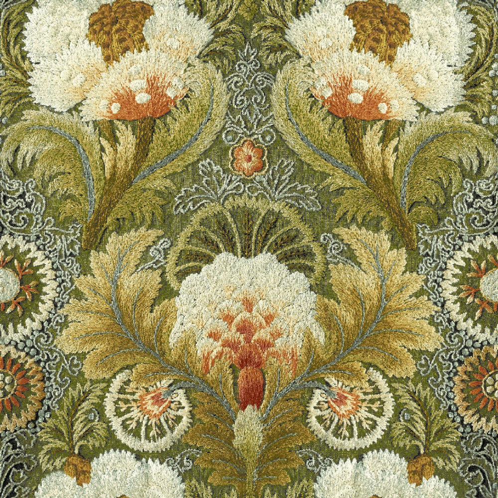 Mallion & Knowles Tapestry Amber Fire Retardant Curtains texture detail