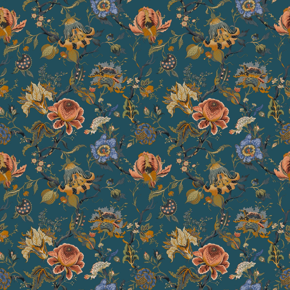 Mallion & Knowles Athena Teal Fire Retardant Curtains