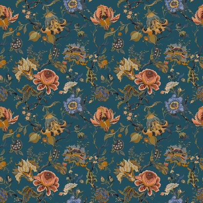 Mallion & Knowles Athena Teal Fire Retardant Curtains