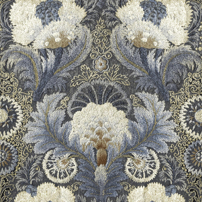 Mallion & Knowles Tapestry Silver Fire Retardant Curtains texture detail