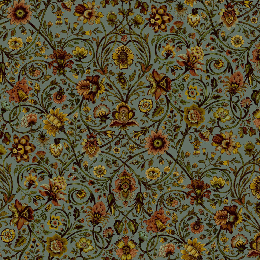 Mallion & Knowles Baroda Amber/Sage Fire Retardant Curtains