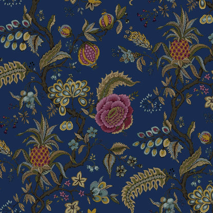 Mallion & Knowles Pompadour Navy Fire Retardant Curtains